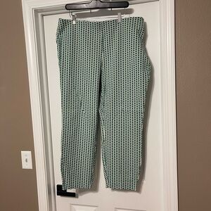 a new day Green and White Patterned Trousers with Elastic Waist
